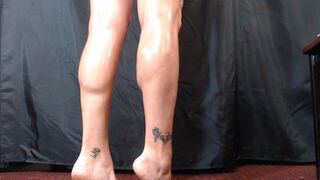 Oiled Calf Flexing Tiptoes Bare foot Fetish - porn video