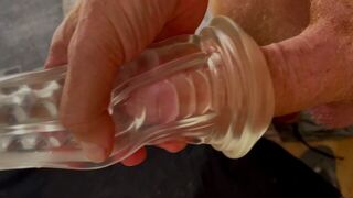 Male masturbating with toy and huge creampie - porn video