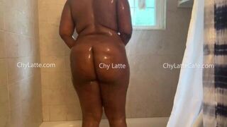 BBW Big Ass Ebony Chy Latte Shower Voyeur - porn video