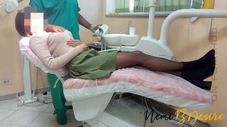 The services of the dentist and his assistant give a beautiful smile to the young and eager patient - porn video